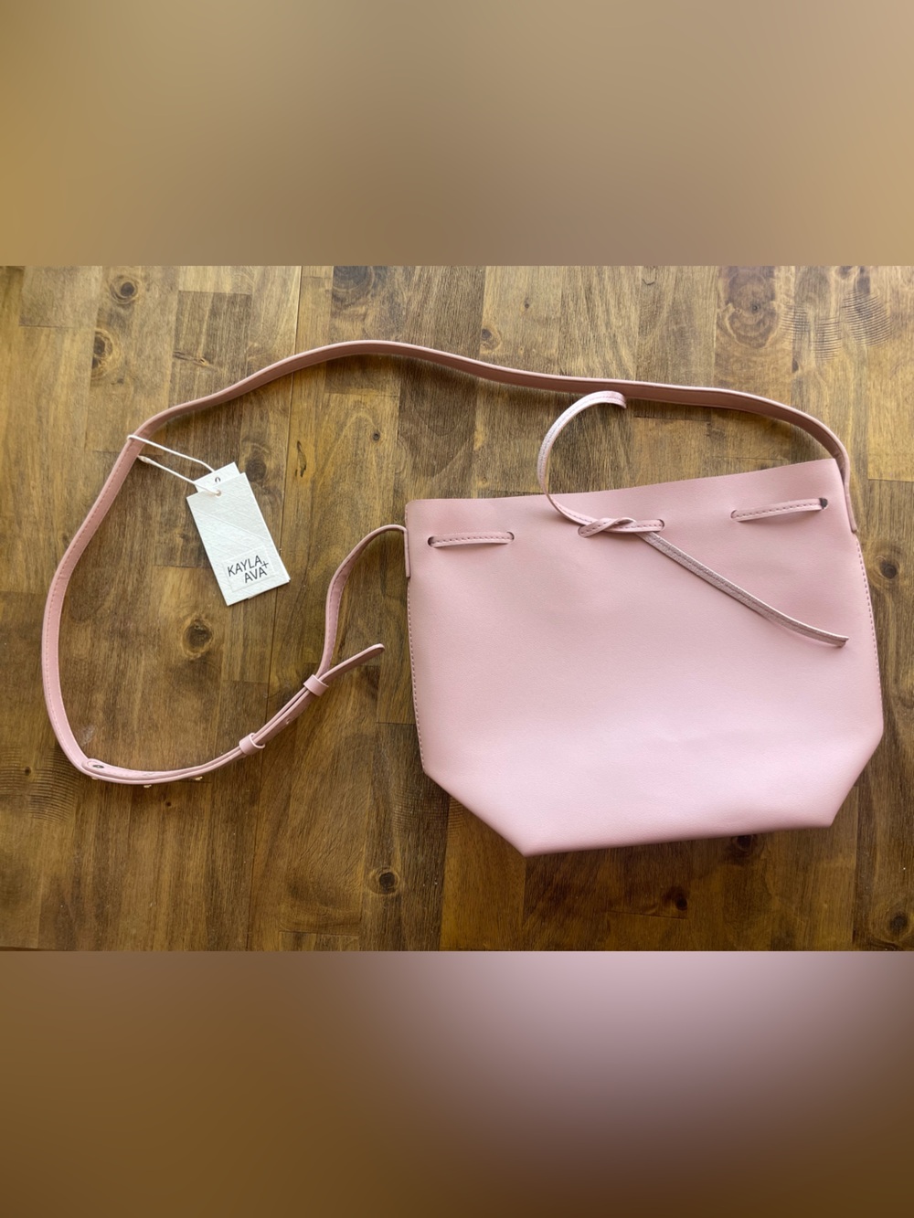 KAYLA + AVA Vegan Leather Bow Tie Bucket Bag in Dusty Rose NWT